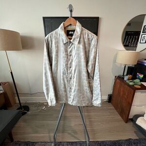 Stussy - Translucent Coach Jacket Leopard (#115375)  - Gray